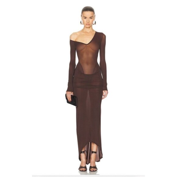 LaQuan Smith Long Sleeve Gown Chocolate Brown